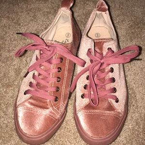 Pink suede tennis shoes
